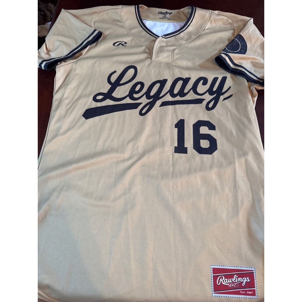 Rawlings Legacy Baseball Jersey Gold Navy Blue St Louis #16 Mesh Adult Small S